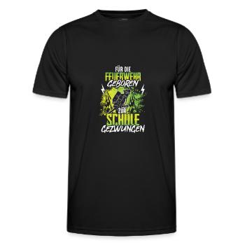 Für die Feuerwehr geboren zur Schule gezwungen - Männer Funktions-T-Shirt - Schwarz - Vorne - AI Model Male 178 dark (178cm)