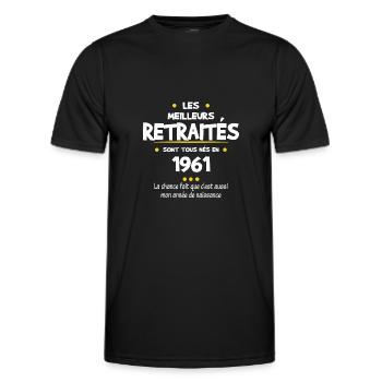 Retraite et 1961 cadeau humour retraité - T-shirt sport Homme - noir - Devant - AI Model Male 178 dark (178cm)