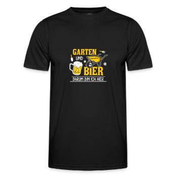 Garten und Bier darum bin ich Hier Gärtner - Männer Funktions-T-Shirt - Schwarz - Vorne - AI Model Male 178 dark (178cm)