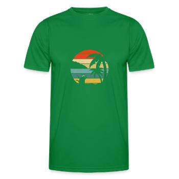 Pew Pew Vintage crazy cat palm tree cats graphic - Men's Functional T-Shirt - kelly green - Front - AI Model Male 178 dark (178cm)