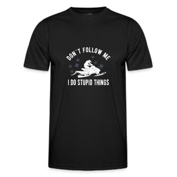 SNOWMOBILING:/ SNOWMOBILE don’t follow me - T-shirt sport Homme - noir - Devant - AI Model Male 178 dark (178cm)