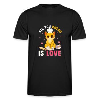 Cute All You Knede ist Liebe lustige Katze Kneten Pun - Männer Funktions-T-Shirt - Schwarz - Vorne - AI Model Male 178 dark (178cm)