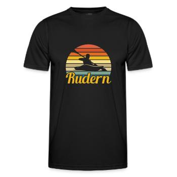 Rudern Ruderer Ruder Retro Geschenkidee - Männer Funktions-T-Shirt - Schwarz - Vorne - AI Model Male 178 dark (178cm)