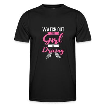 Driver's license Girl Driving Girl Driver's License - Men's Functional T-Shirt - black - Front - AI Model Male 178 dark (178cm)
