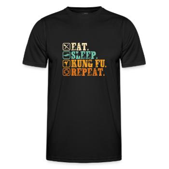 Eat Sleep Kung Fu Repeat Vintage - Men's Functional T-Shirt - black - Front - AI Model Male 178 dark (178cm)