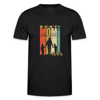 Best Mom ever double mother mom 2 kids - Men's Functional T-Shirt - black - Front - AI Model Male 178 dark (178cm)