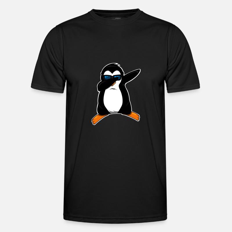 Dabbing Pinguin knuffig - Männer Funktions-T-Shirt - Schwarz