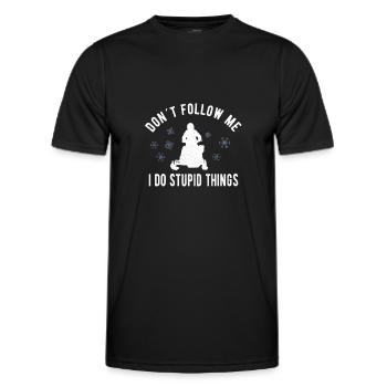 SNOWMOBILING:/ SNOWMOBILE don’t follow me - T-shirt sport Homme - noir - Devant - AI Model Male 178 dark (178cm)