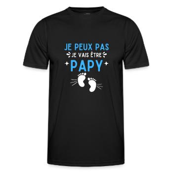 Je peux pas je vais être papy futur grand père - T-shirt sport Homme - noir - Devant - AI Model Male 178 dark (178cm)