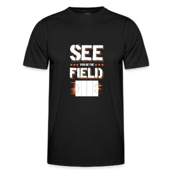 field hockey field hockey - Men's Functional T-Shirt - black - Front - AI Model Male 178 dark (178cm)