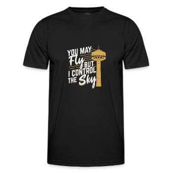Contrôleur aérien ATCO Directeur du trafic aérien Cadeau - T-shirt sport Homme - noir - Devant - AI Model Male 178 dark (178cm)