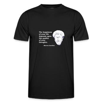Marco Aurelio cita la filosofia filosofa Stoico - Maglietta sportiva per uomo - nero - Fronte - AI Model Male 178 dark (178cm)