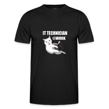 IT Technician Cat Programmer Techie - Men's Functional T-Shirt - black - Front - AI Model Male 178 dark (178cm)