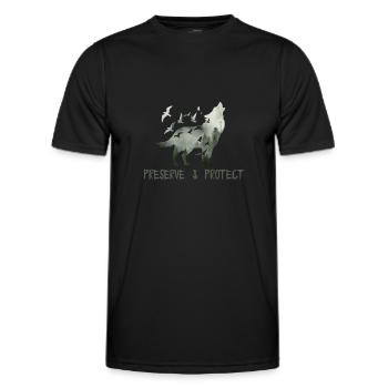 Preserve & Protect Environmental Protection Climate Protection Wolf - Men's Functional T-Shirt - black - Front - AI Model Male 178 dark (178cm)