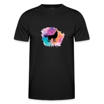 Wolf Dog Animal Wolves Pack Wilderness Forest Animals - Men's Functional T-Shirt - black - Front - AI Model Male 178 dark (178cm)