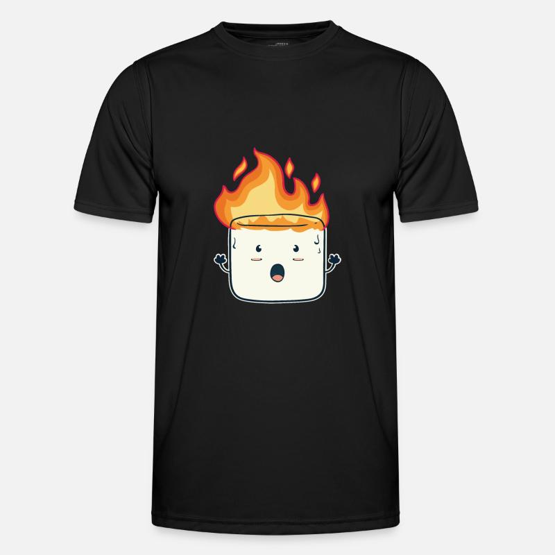 Funny Burning Marshmallow Camping Gift - Men's Functional T-Shirt - black