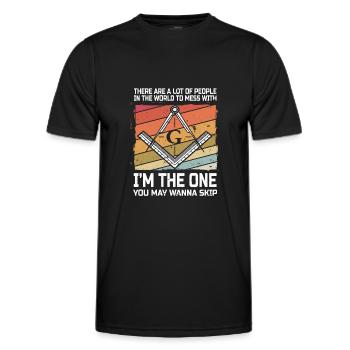 Freimaurer Maurer Illuminati Symbol Zirkel Winkel - Männer Funktions-T-Shirt - Schwarz - Vorne - AI Model Male 178 dark (178cm)