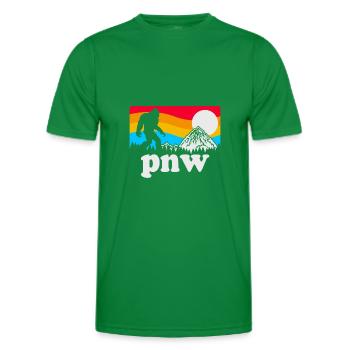 PNW Pacific Northwest Bigfoot - Men's Functional T-Shirt - kelly green - Front - AI Model Male 178 dark (178cm)