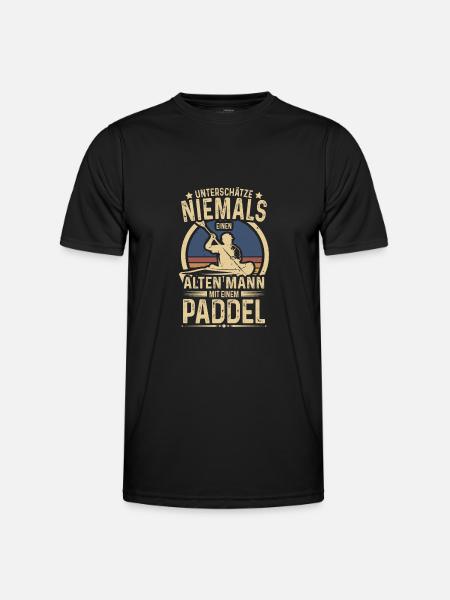 Alter Mann mit Paddel Kanu Kanufahrer Vintage Kanu - Männer Funktions-T-Shirt - Schwarz