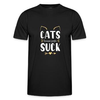 cats cat - Men's Functional T-Shirt - black - Front - AI Model Male 178 dark (178cm)