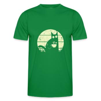 Kaffeekatze Retro Katze Kaffee - Männer Funktions-T-Shirt - Kelly Green - Vorne - AI Model Male 178 dark (178cm)