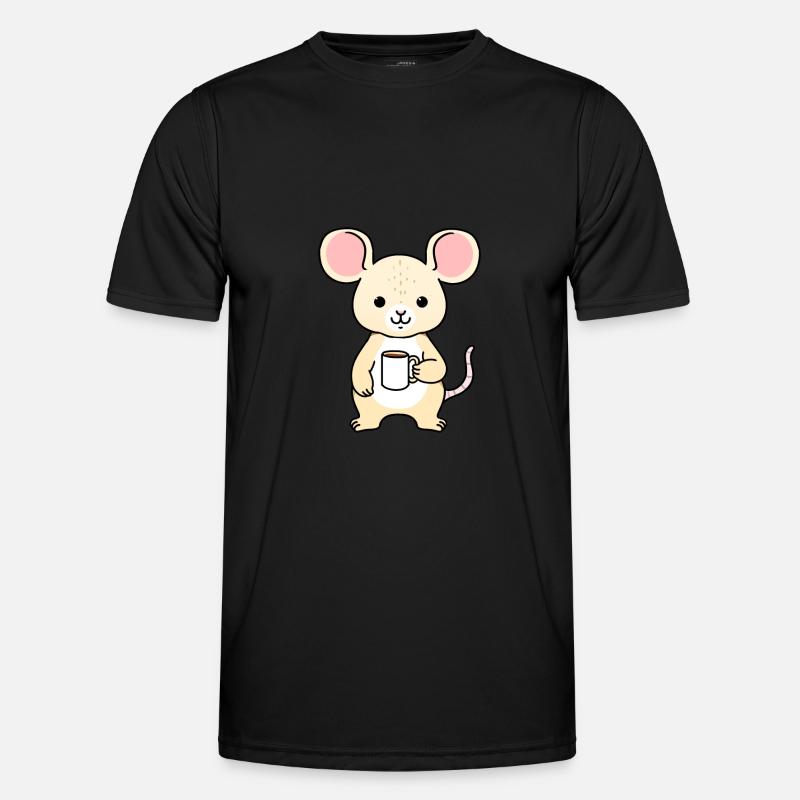 Mouse drinks coffee - Men's Functional T-Shirt - black