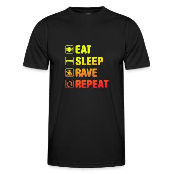 Rave Raver EDM Festival Spruch Lustig - Männer Funktions-T-Shirt - Schwarz - Vorne - AI Model Male 178 dark (178cm)