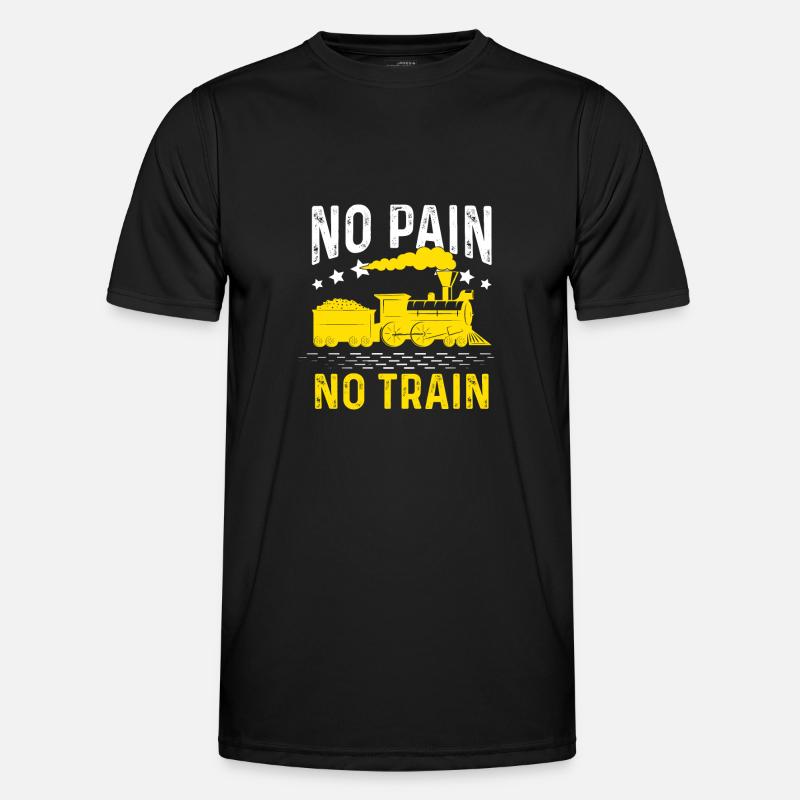 No Pain no Train Model Railway Men's Functional T-Shirt