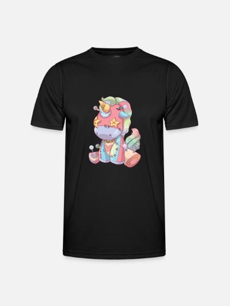 Pastel Goth Voodoo Doll Uhyggelig Sød Enhjørning - Funktionsshirt til herrer - sort