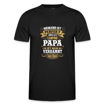 Camper Papa Camping Vater Campingplatz Spruch - Männer Funktions-T-Shirt - Schwarz - Vorne - AI Model Male 178 dark (178cm)