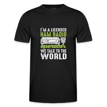 Radio amateur Ham Radio Radio Radio Amateufunker - T-shirt sport Homme - noir - Devant - AI Model Male 178 dark (178cm)