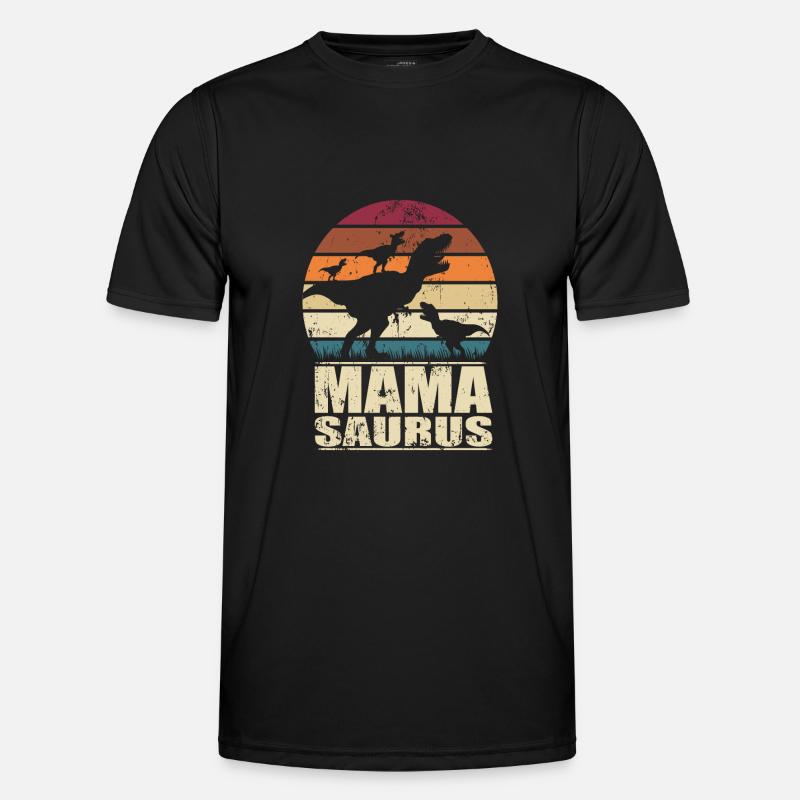 Mamasaurus Rex Dinosaurier Mutter Dino Drillinge - Männer Funktions-T-Shirt - Schwarz