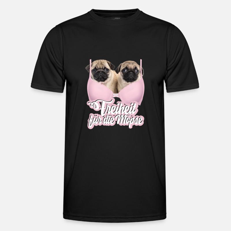 Möpse BH Mops Busenhalter - Männer Funktions-T-Shirt - Schwarz