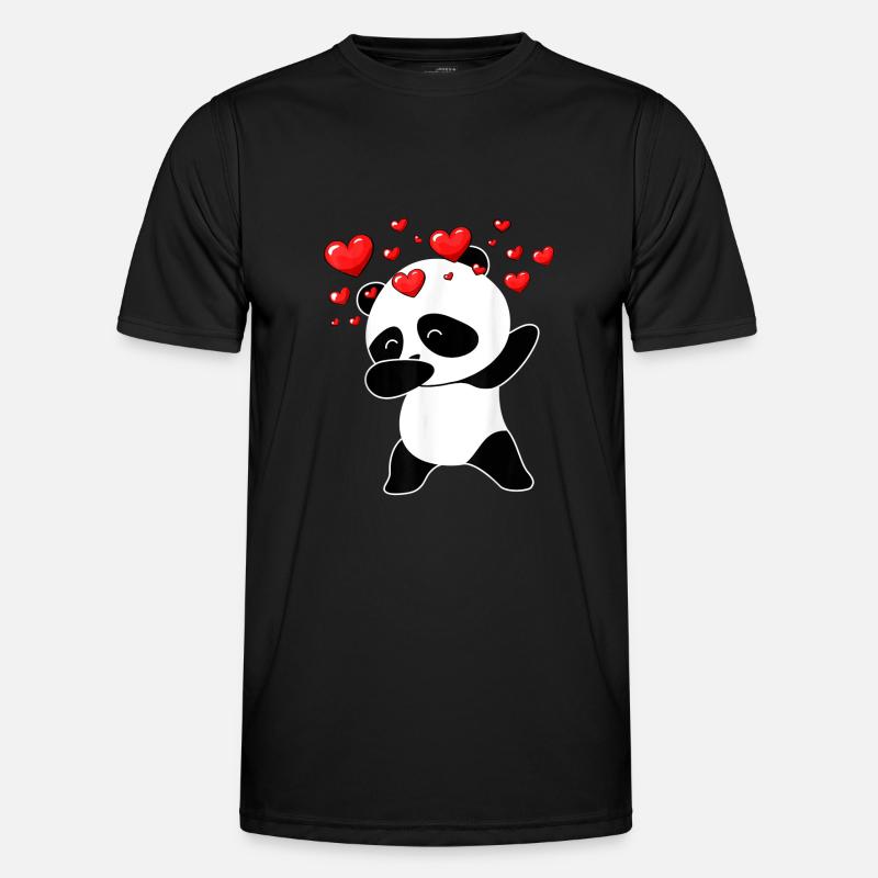 Panda Cool Dabbing Hearts - Men's Functional T-Shirt - black