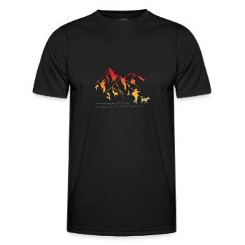 Jäger Berge Hund Wandern Vintage - Männer Funktions-T-Shirt - Schwarz - Vorne - AI Model Male 178 dark (178cm)