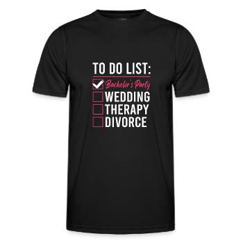to do list bachelor - Men's Functional T-Shirt - black - Front - AI Model Male 178 dark (178cm)