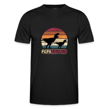 Papa Saurus Dinosaurier Familien Dino Papasaurus - Männer Funktions-T-Shirt - Schwarz - Vorne - AI Model Male 178 dark (178cm)