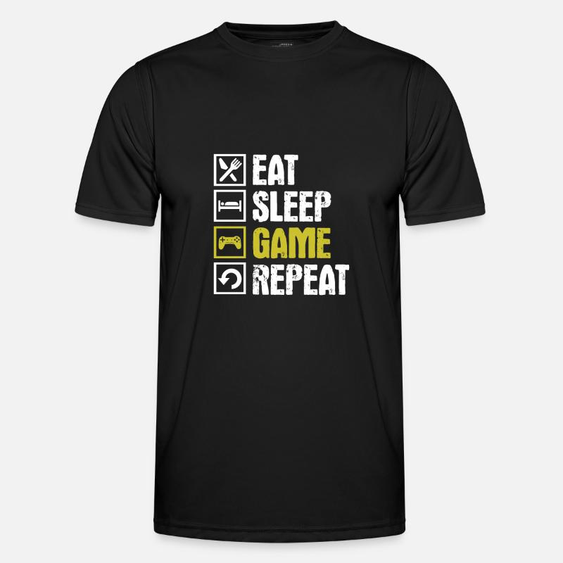 eat sleep game repeat - Men's Functional T-Shirt - black