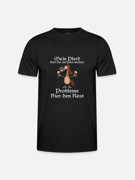Pferd & Bier - Männer Funktions-T-Shirt - Schwarz