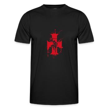 Cross And Horse Knight Templar - Men's Functional T-Shirt - black - Front - AI Model Male 178 dark (178cm)