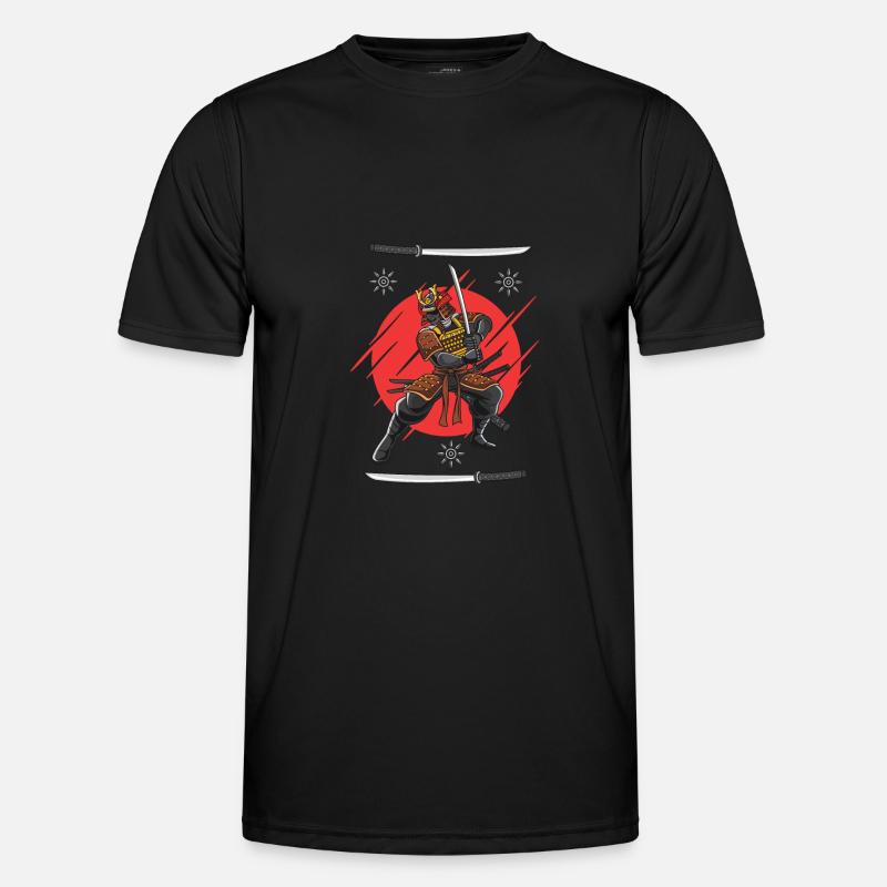 Cooles Japanisches Samurai-Krieger Design - Männer Funktions-T-Shirt - Schwarz