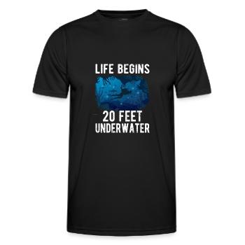 Divers Recreational divers Underwater diving diving device - Men's Functional T-Shirt - black - Front - AI Model Male 178 dark (178cm)