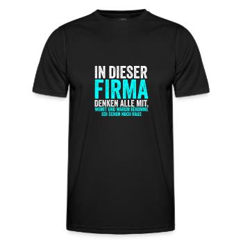 In Dieser Firma denken alle mit, Lustig Spruch - Männer Funktions-T-Shirt - Schwarz - Vorne - AI Model Male 178 dark (178cm)