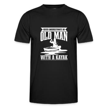 Never Understimate An Old Man With A Kayak - Canoë - T-shirt sport Homme - noir - Devant - AI Model Male 178 dark (178cm)