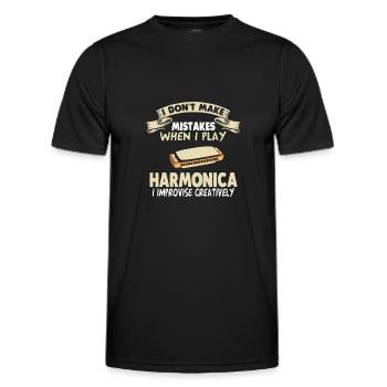 Mundharmonika Mundharmonika-Akkord Mundharmonika - Männer Funktions-T-Shirt - Schwarz - Vorne - AI Model Male 178 dark (178cm)