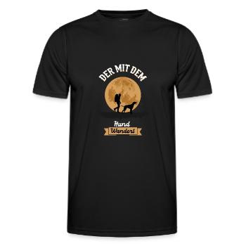 Der mit dem Hund Wandert - Wandern Gassi Spruch - Männer Funktions-T-Shirt - Schwarz - Vorne - AI Model Male 178 dark (178cm)
