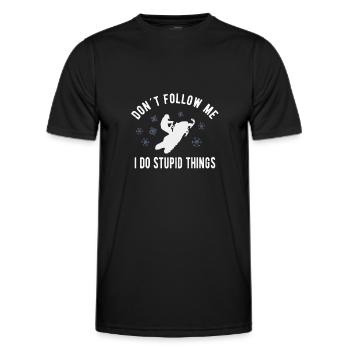 SNOWMOBILING:/ SNOWMOBILE don’t follow me - T-shirt sport Homme - noir - Devant - AI Model Male 178 dark (178cm)