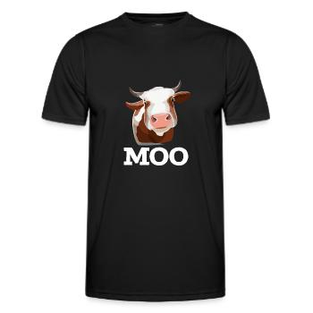 Funny cow muh farm animal humor - Men's Functional T-Shirt - black - Front - AI Model Male 178 dark (178cm)