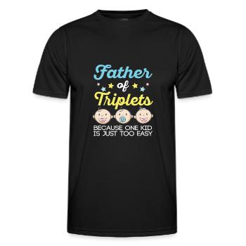 Papa von Drillingen Drillinge Papa Schwanger Vater - Männer Funktions-T-Shirt - Schwarz - Vorne - AI Model Male 178 dark (178cm)