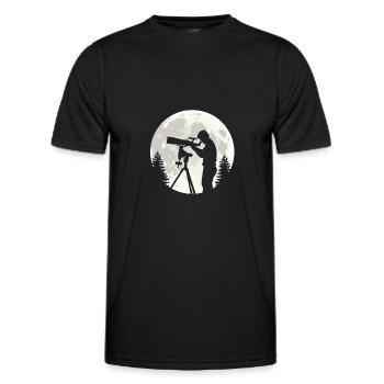 Astronomer Telescope Full Moon Solar System Telescope - Men's Functional T-Shirt - black - Front - AI Model Male 178 dark (178cm)